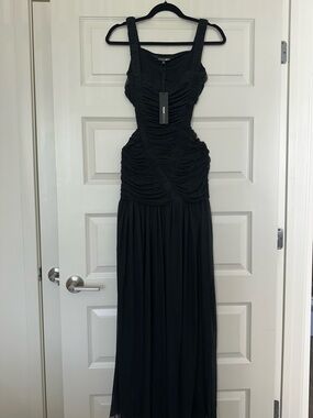 Black Ruched Maxi Dress